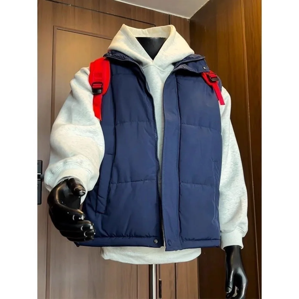 Thickened Warmth Vest Men's Winter Capelet Layered Teenager Tank Top Jacket