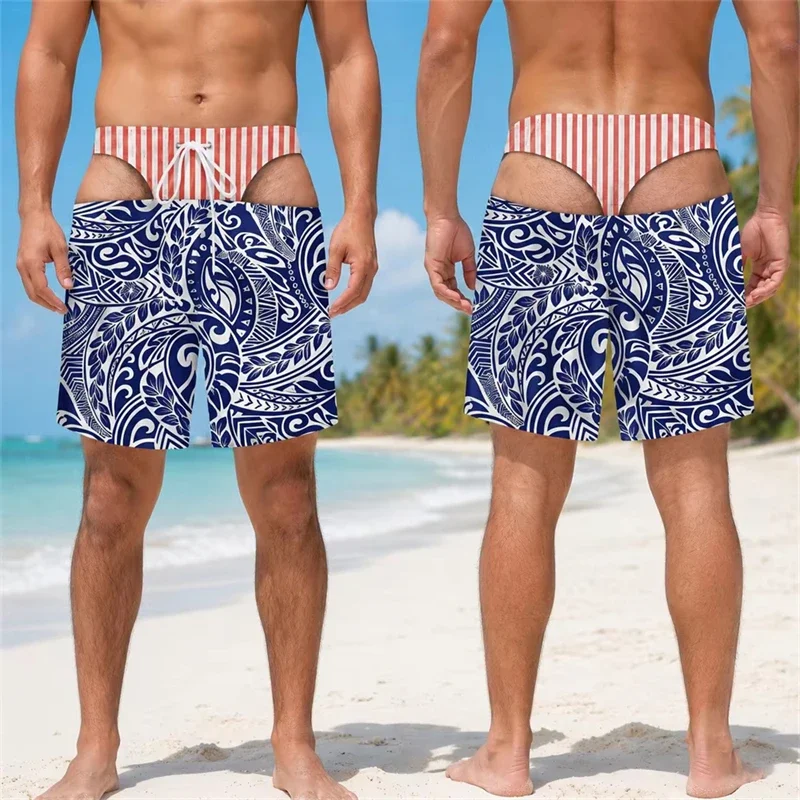 2026 Lustige Badehose mit Fake-Po-Print für Sommer, Strand, Urlaub, Party, Hawaii-Shorts, lustiges Geschenk für Freund, Ehemann, Freund. – Detail 7