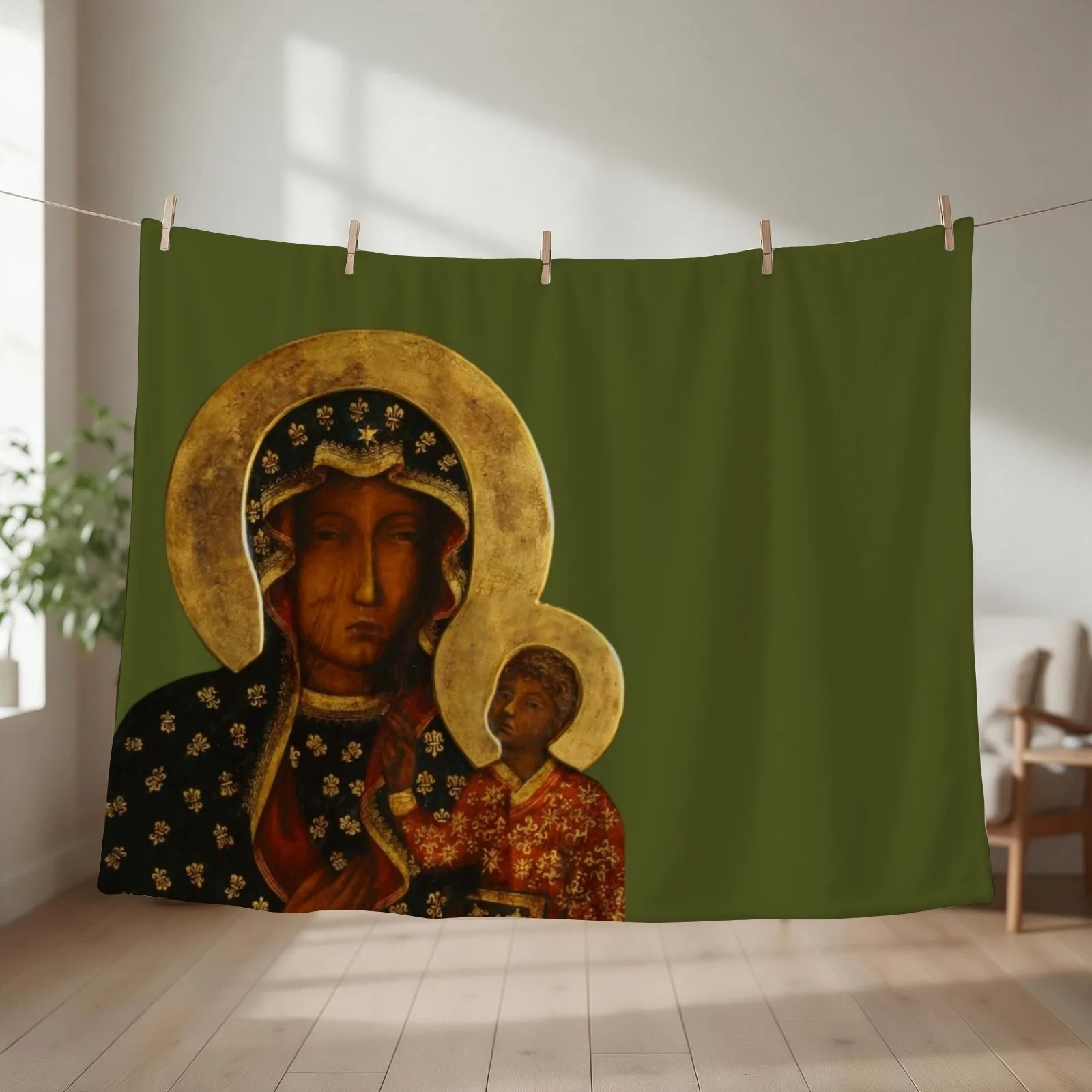 The Black Madonna of Czestochowa, Our Lady of Cz?stochowa, Blessed Virgin Mary Throw Blanket sofa bed Blankets