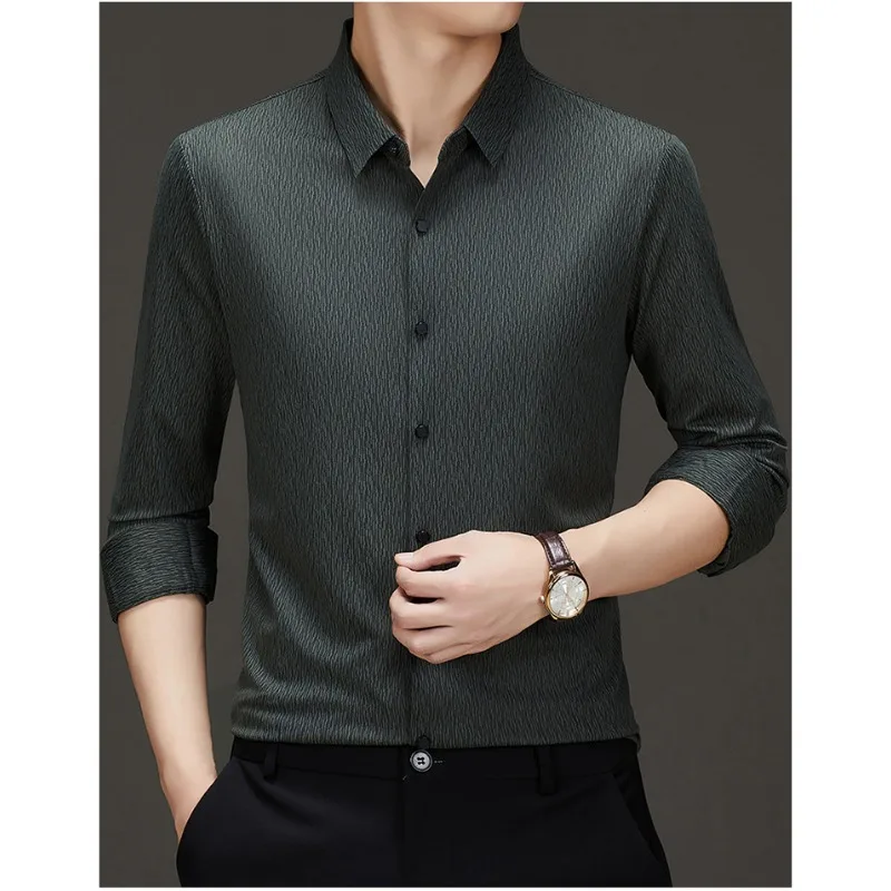 

Mens Shirts Tree Bark Texture Seamless Long Sleeve Mens Clothing Shirt Comfortable Business Casual Wear