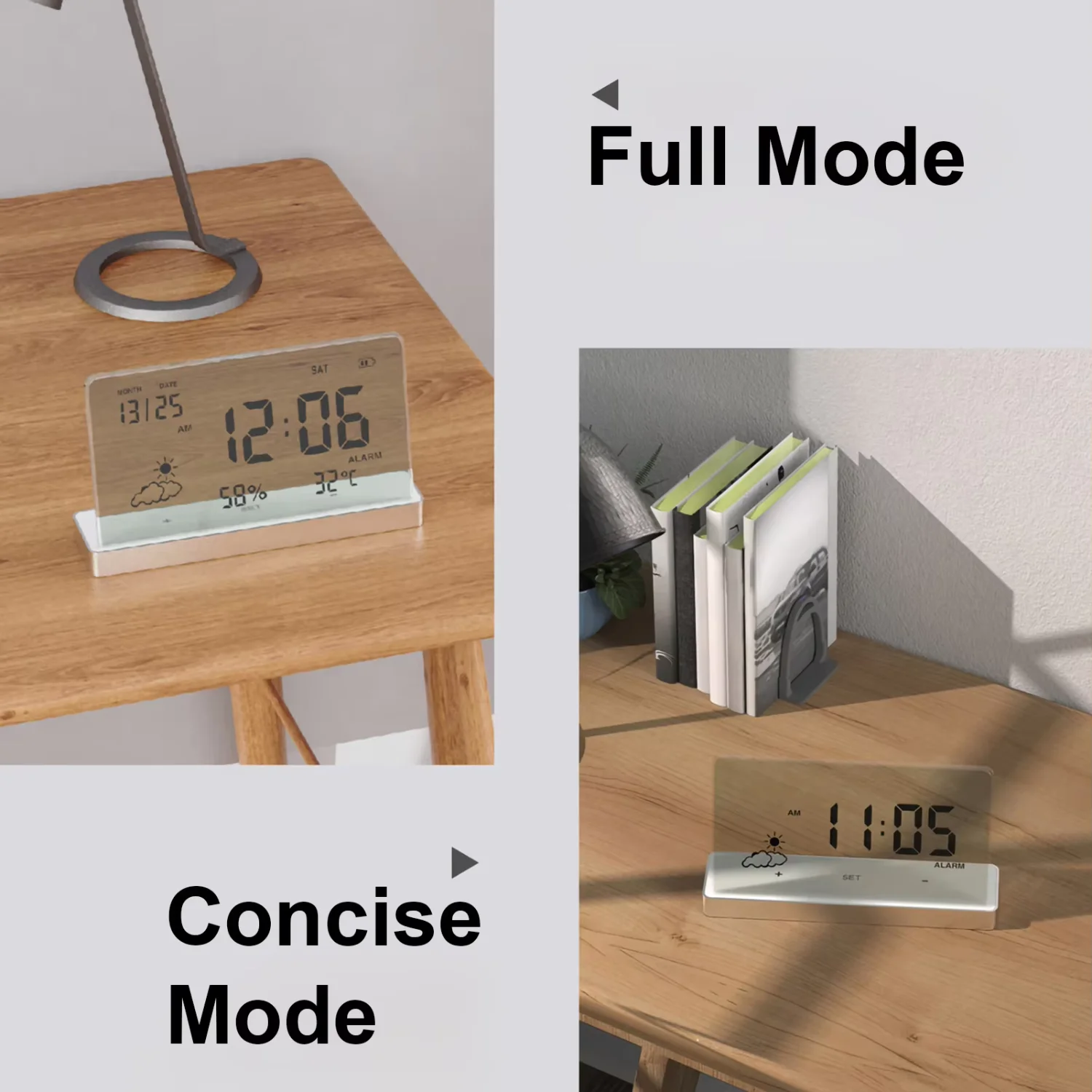 Transparent Alarm Clock Ins Style Electronic Clock Digital Alarm Clock Ornaments Simple Modern Style Clock