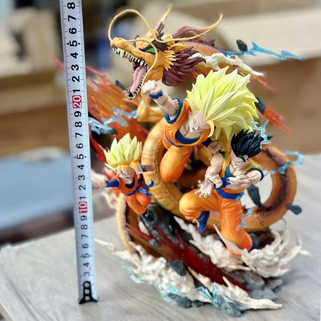 28cm Dragon Ball Goku Gohan Goten Anime Figure Gk Dragon Fist Figures Super Saiyan 3 Ornament Statue Model Christmas Toys Gifts