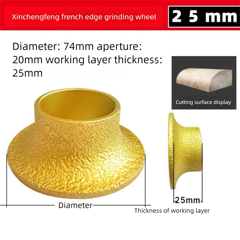 

25mm French Edge Diamond Grinding Head Smooth Polishing Tool for Angle Grinder Tile Quartz Marble Granite Stone