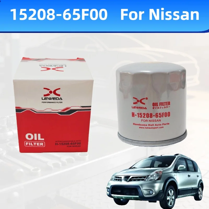 Filtro de óleo de substituição automotivo de fácil instalação OEM 15208-65F00 para Nissan 200 SX S14 ALTIMA L31 L32 L33 CUBE Z12 JUKE F15