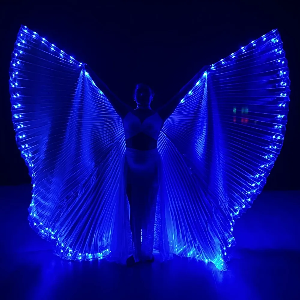 LED إيزيس أجنحة كلا الجانبين الفلورسنت فراشة الرقص الشرقي أداء الرقص الشرقي كرنفال Led ازياء يظهر الرقص الشرقي