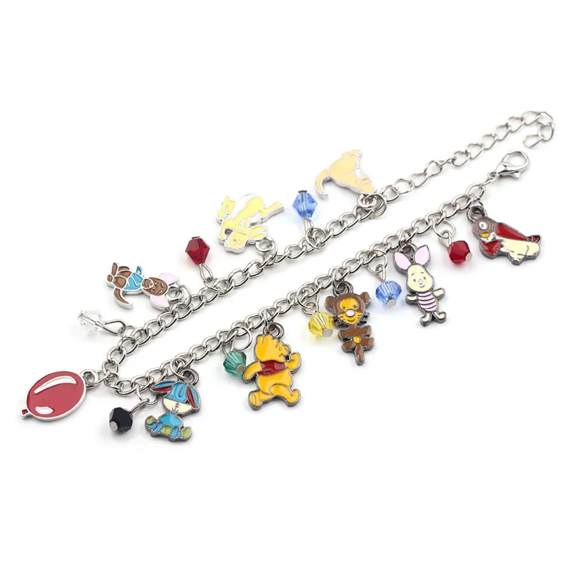 Winnie The Pooh Inspired Bracelet DIY Pendant Crystal Beads Bangle for Women Party Jewelry Accessories