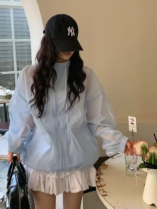 

Women's Spring 2025 Loose Fit ort Outerwear Sun Protection Thin Long Sve Faionable Top Quali Design Commute Sle