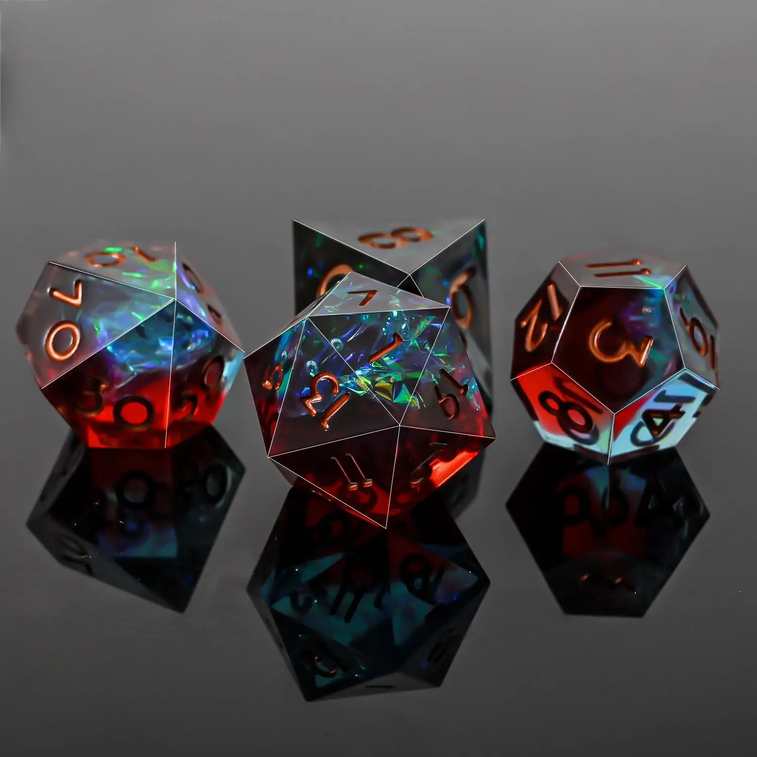 7-piece set of resin pointed dice, multi-faceted math teaching dice, suitable for role-playing games and Dungeons&Dragons: D20D6