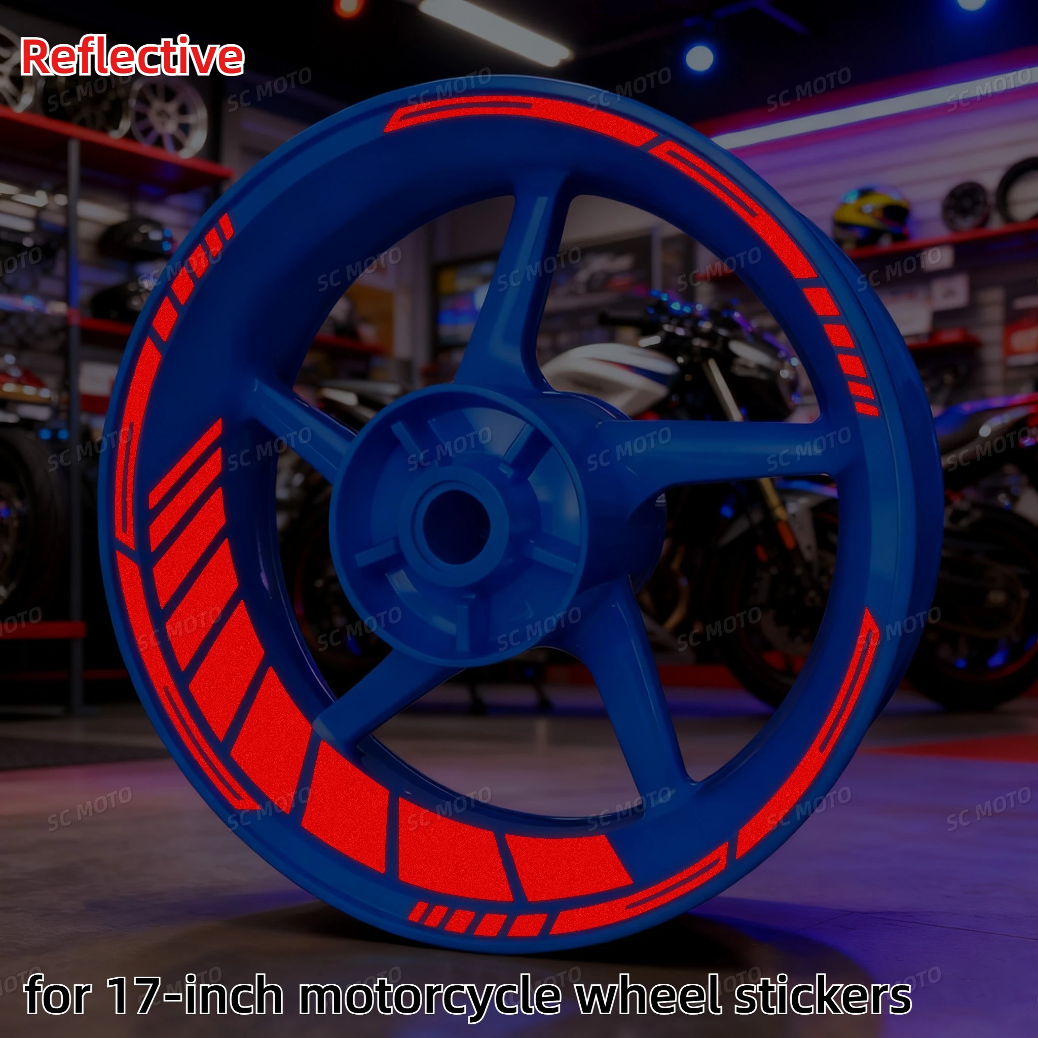 

16 шт. светоотражающие наклейки на 17-дюймовые наклейки на колеса мотоцикла, крутой дизайн в полоску, водонепроницаемые самоклеящиеся виниловые наклейки «сделай сам», мотоконцентратор