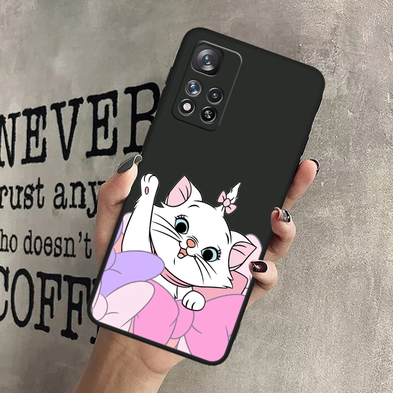 Disney Marie Cat For Redmi Note 12 Turbo 11T 11P 11E 11S 10T 10S 10 9 Pro Plus Max Silicone Black Phone Case