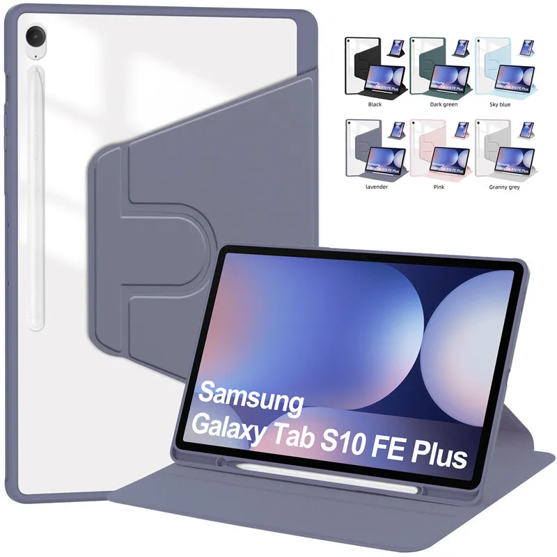 

Acrylic Rotating Cover for Samsung Galaxy Tab S10 FE Plus 13.1inch 2025 case with Pencil Holder Funda For S10 FE+ SM-X620 Tablet