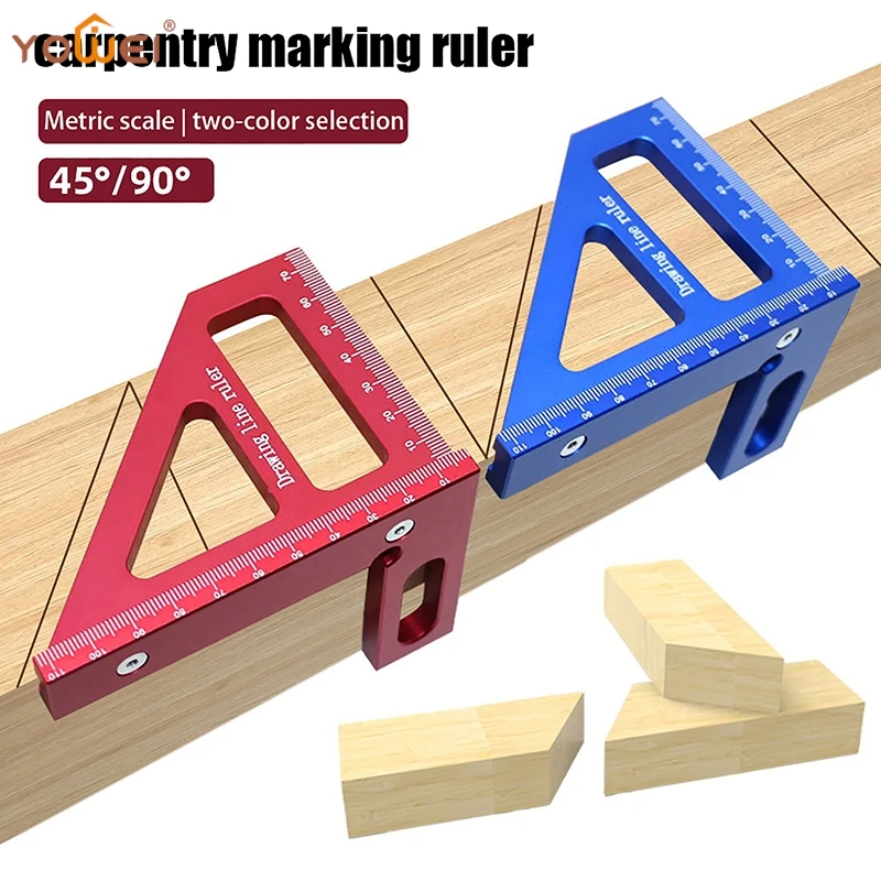 

Carpenter Square Woodworking Square Protractor Aluminum Miter Triangle Ruler 3D Multi Angle 45/90 Degree Layout Measuring Rulers