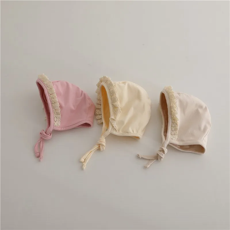 

New Summer Sweet Girl Children Solid Soft Lace Caps Thin Sunscreen Baby Cotton Hat Cute Infant Casual Hats Toddler Accessories