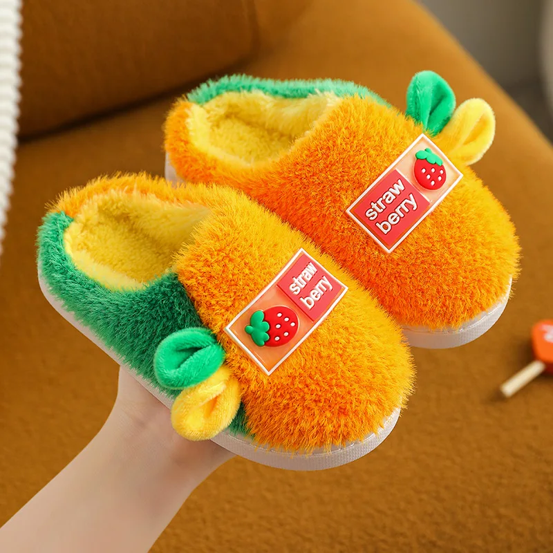 Children Home Shoes Cashmere Cotton Slippers Kids Warm Shoes Boys Girls Slippers Indoor Home Autumn Winter Baby Kids Shoes