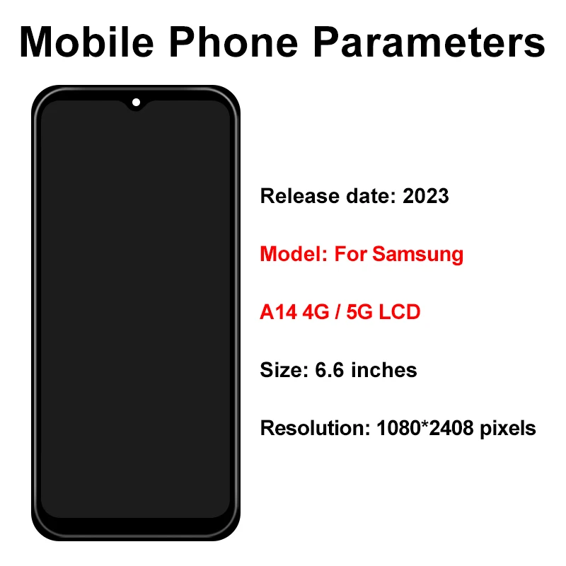For Samsung Galaxy A14 Display A145F LCD Touch Screen Digitizer Assembly For Samsung A14 5G LCD A146B A146P Display Replacement