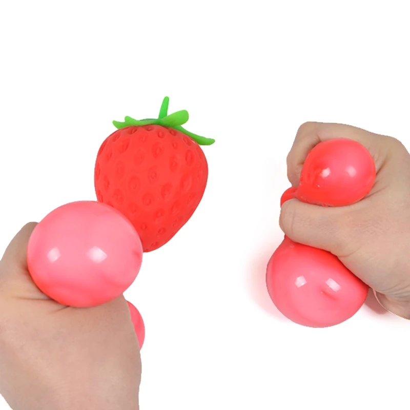 Prank Strawberry Model Finger Hand Squeeze Toy Anxiety ADD Therapy Toy Drop shipping