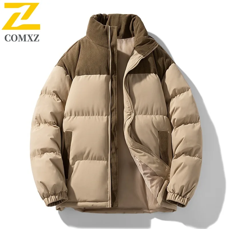 COMXZ Spring Autumn Men Cotton Work Jacket Windproof  Wrinkle Resistant Thickened Coat Fashion Casual Zip Up Outerwear New 2025