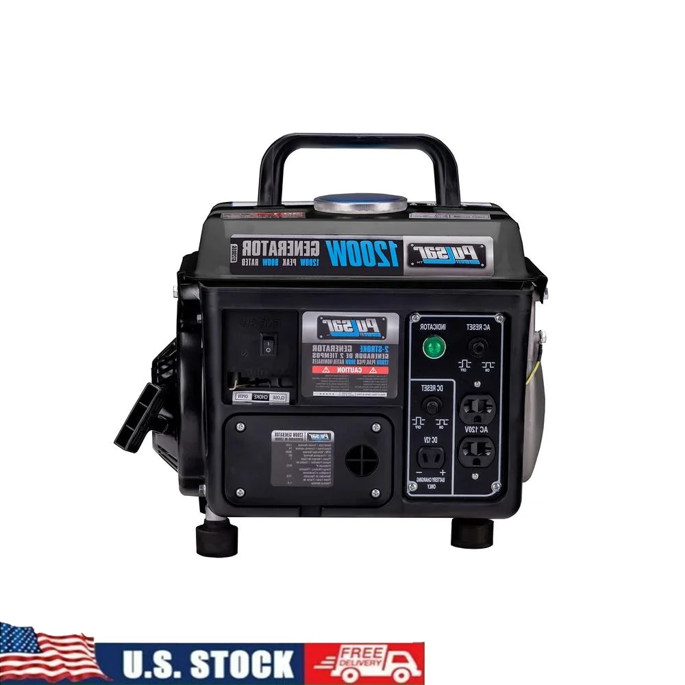 Portable Gasoline Generator 1200W Power Supply Camping Black/Gray