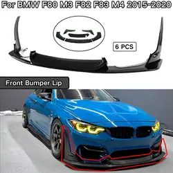 For BMW F80 M3 F82 F83 M4 2015 2016-2020 Front Bumper Lip 6PCS Spoiler Splitter Cars Accessories Body Kit Carbon Fiber Print