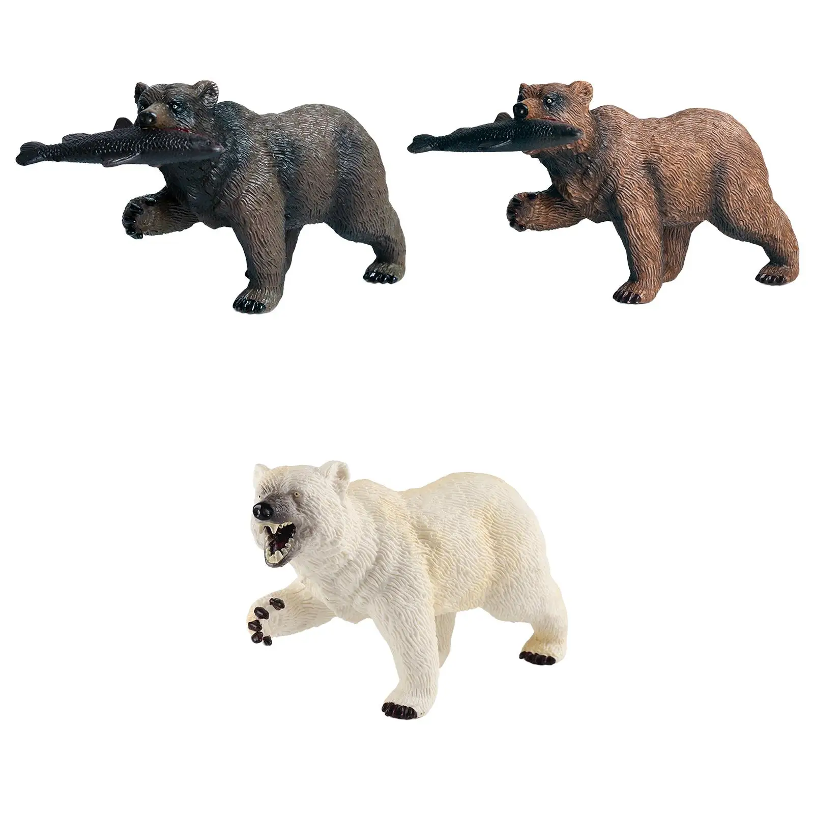 Bear Model Figure Educational Bath Toys Party Favors Cake Topper Wildlife Animal Figurines Collectible Gift for Kids Toddlers