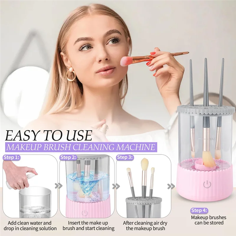 

WHYY-Cosmetic Brush Swirl Cleanser Tool Clean For Beauty Women Makeup Brushes Efficient Machine Pink