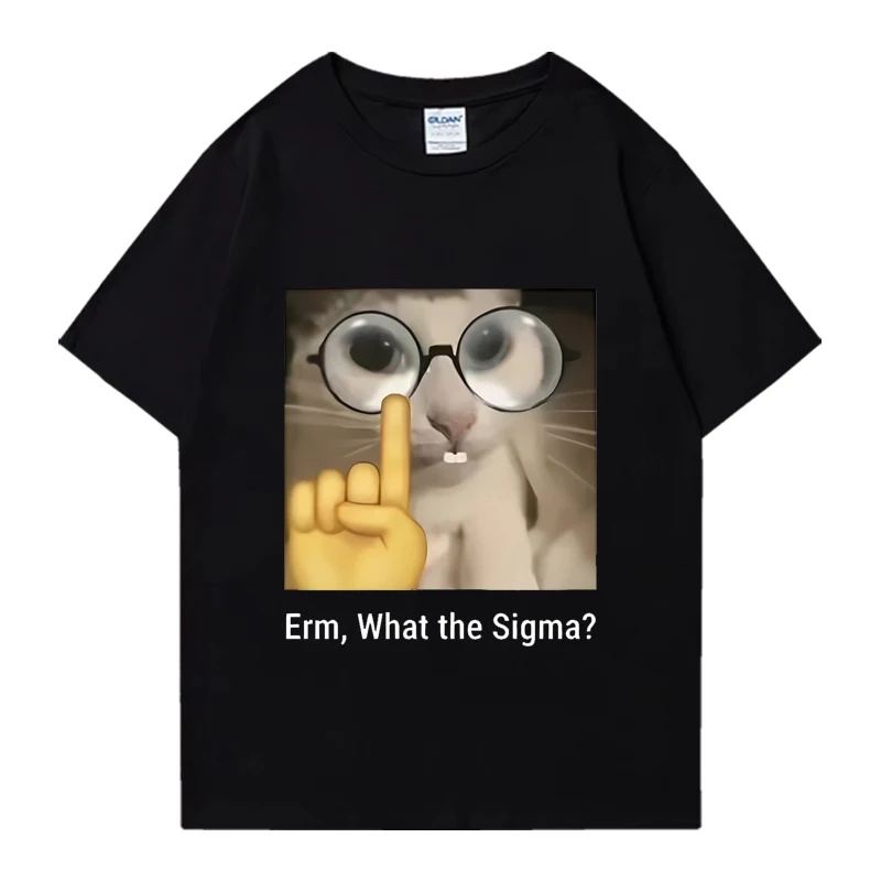 Erm, What The Sigma? Meme Funny T-Shirts Silly Cat Humor Print T Shirt Men Women Cute vintage Cotton Fashion T-shirt Streetwear