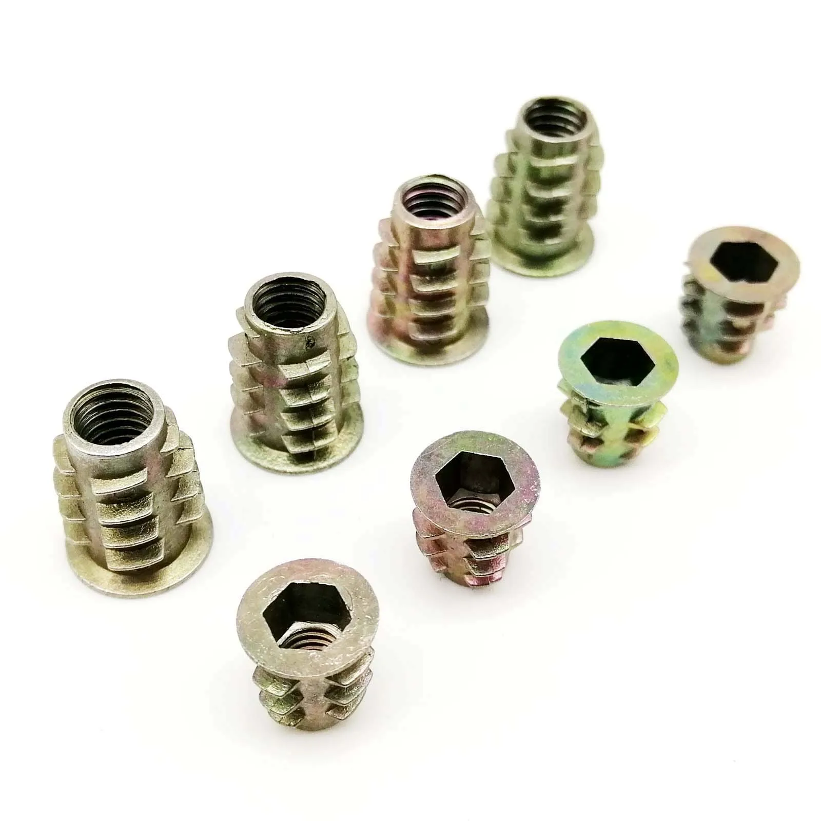 10pcs M4 M5 M6 M8 M10 Thread Allen Hexagon Hex Socket Head Wood Furniture Cabinet Bed Embedded Insert Nut  Length=8-25mm