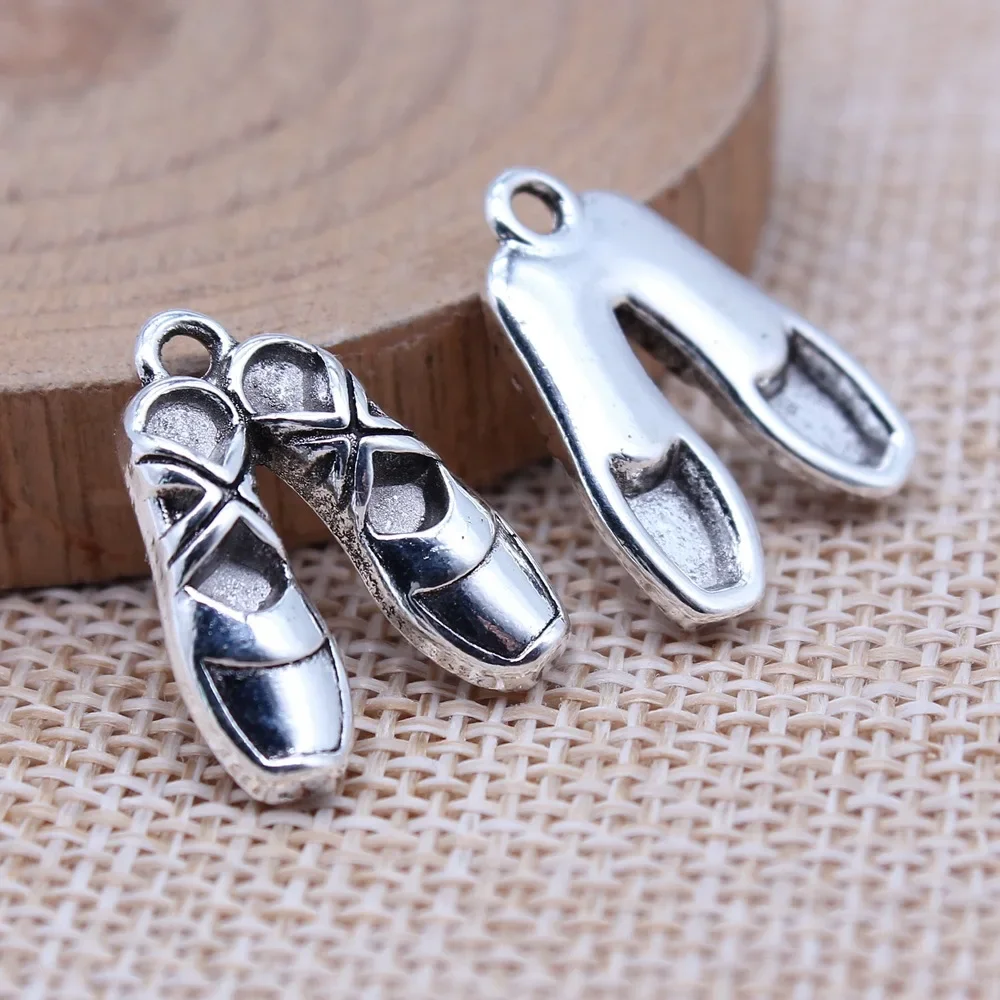 Newest 10Pieces16x20mm Antique Silver Charm Ballet Slipper Pendant DIY Zinc Alloy Accessories Hot-selling on AliExpress Jewelry