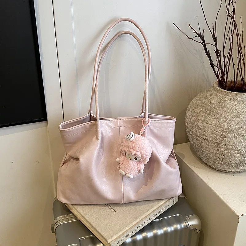 

Retro Suede Matte Texture Tote Bag Women's Large Capacity Commuter Single Shoulder Armpit Bag Spring Summer New Style