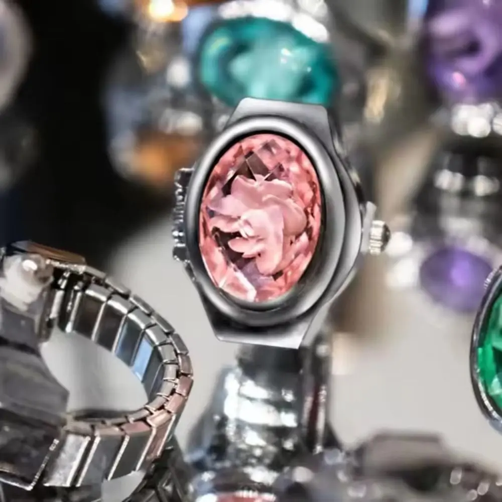 Cool Vintage Rings Jewelry Clock Punk Oval Shape Roman Quartz Watch Creative Retro Finger Watch Ring Women