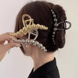 Steel Ball Design Ponytail Claw Clip para mulheres, grampos de cabelo, grampos elegantes, requintado, metal, presentes para meninas