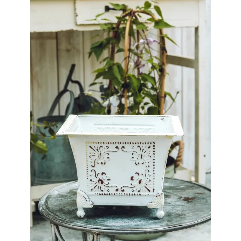 American retro pastoral wrought iron succulent storage flower pot flower bucket flower ware, garden decoration tool storage