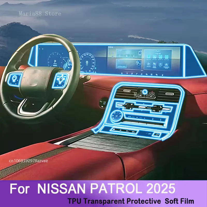 

For NISSAN PATROL 2025 Car Interior Center Console Transparent TPU Protective Film Gearbox Anti scratch condition Repair Sticker