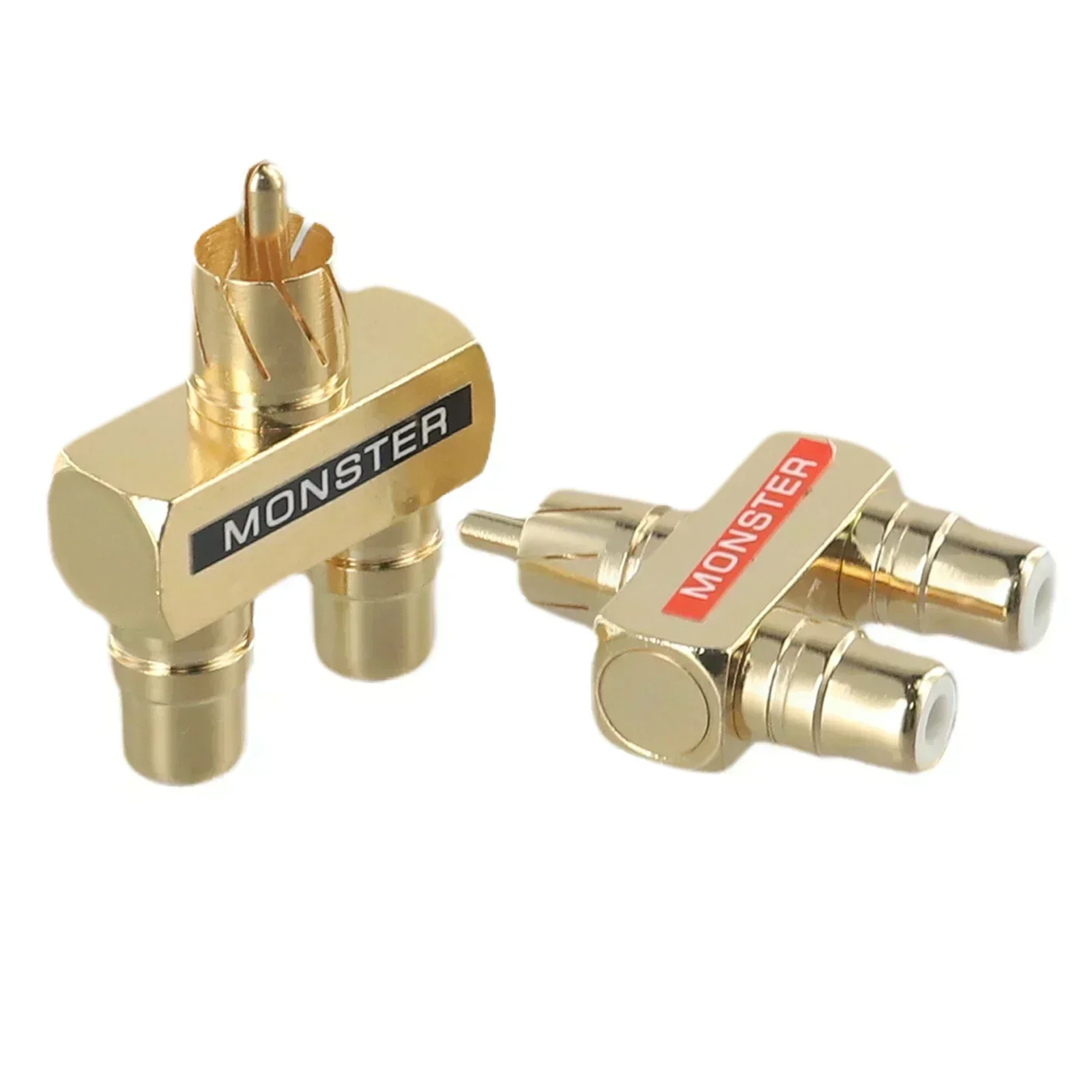 2pcs For RCA Audio Y Splitter  Adapter 1 Male To 2 Female Gold Plated For Test Measurement Tool Accessory