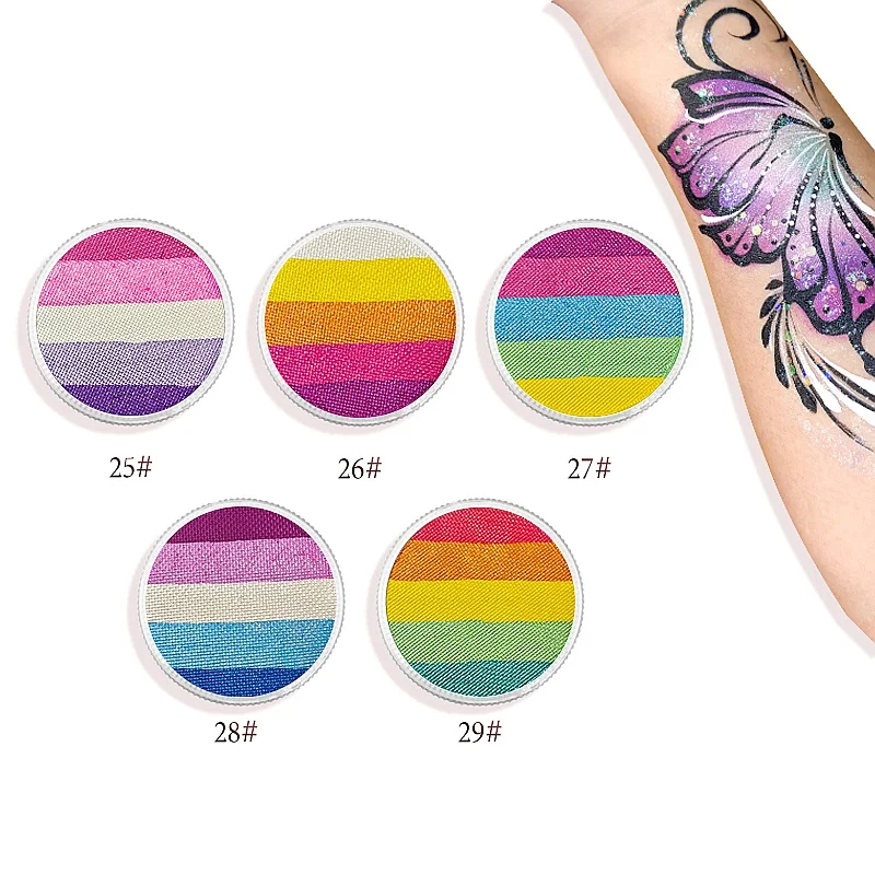Wholesale Bulk Rainbow Gradient Split Cake Face Paint Water-Based One-Stroke Paint Festival for Children-Non-Toxic Custom Logo
