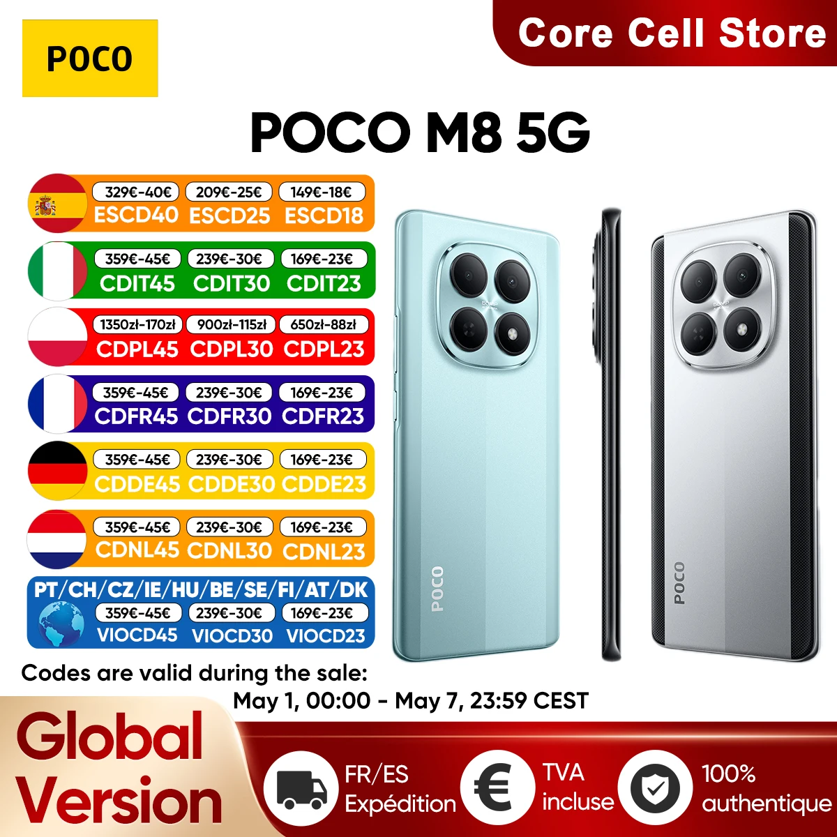 Teléfono Inteligente POCO M8 5G Versión Global Snapdragon ®   Plataforma 6 Gen 3, Pantalla AMOLED Fluida de 6.77 Pulgadas, Cámara Principal de 50MP, NFC, Batería de 5520mAh