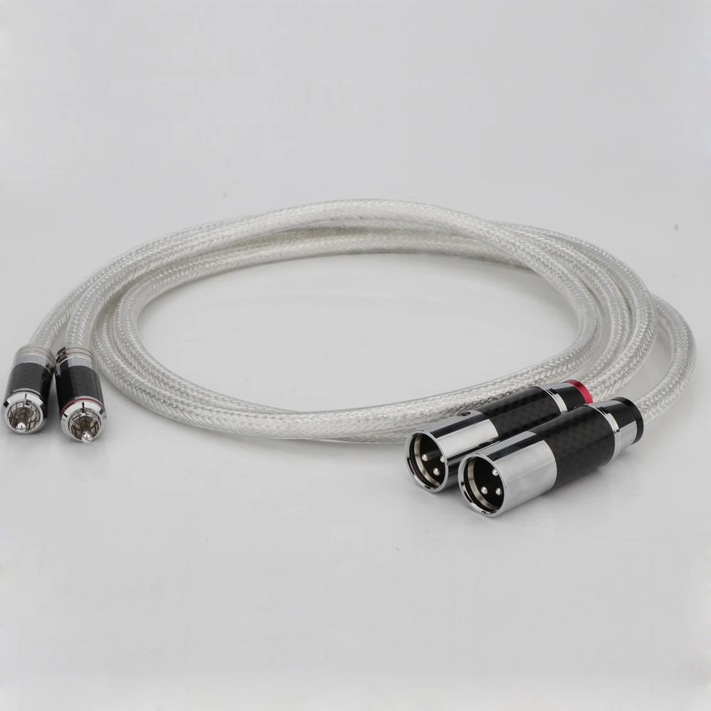 Preffair Paar reines Silber RCA-Kabel Sterling Silber Signalkabel Kohlefaser XLR auf RCA-Kabel Interconnect Audiokabel PSS reines Silber 3