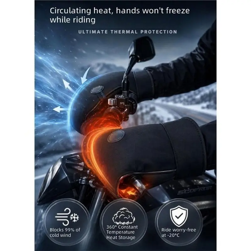 Motorcycle Scooter Bicycle Windproof Rainproof Winter Keep Warm Hot Protect Handlebar Handle Guard Cover Gloves
