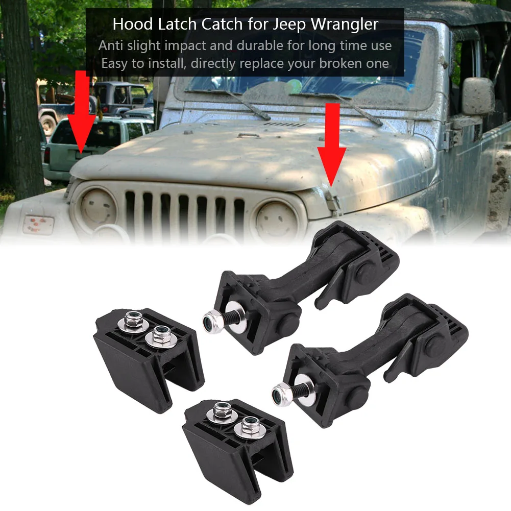 1 Pair Front Hood Latch Safety Catch & Bracket Replacement for Jeep Wrangler/TJ 1997-2006 Car Accessories