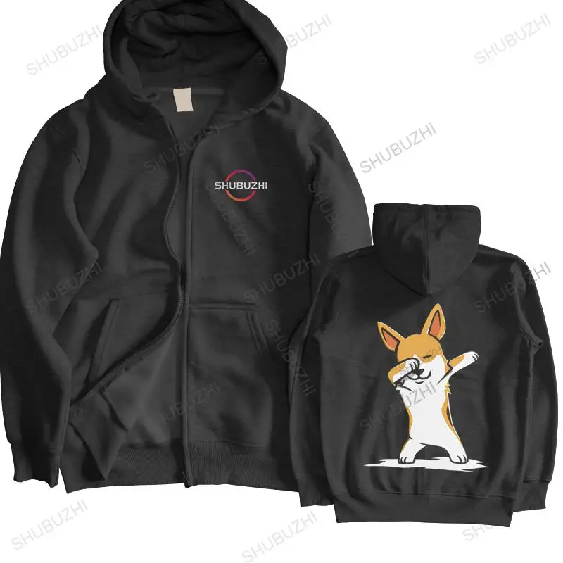 Fashion Funny Corgi Dabbing Dog zipper Men Dab Dance Move pullover autumn hoody Pre-shrunk Cotton sweatshirt Merch Gift