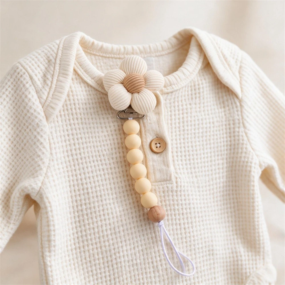 Flower Baby Pacifier Clip Chain Newborn Dummy Nipple Holder Clips BPA Free Cotton Teething Toy Infant Soother Cotton Accessories