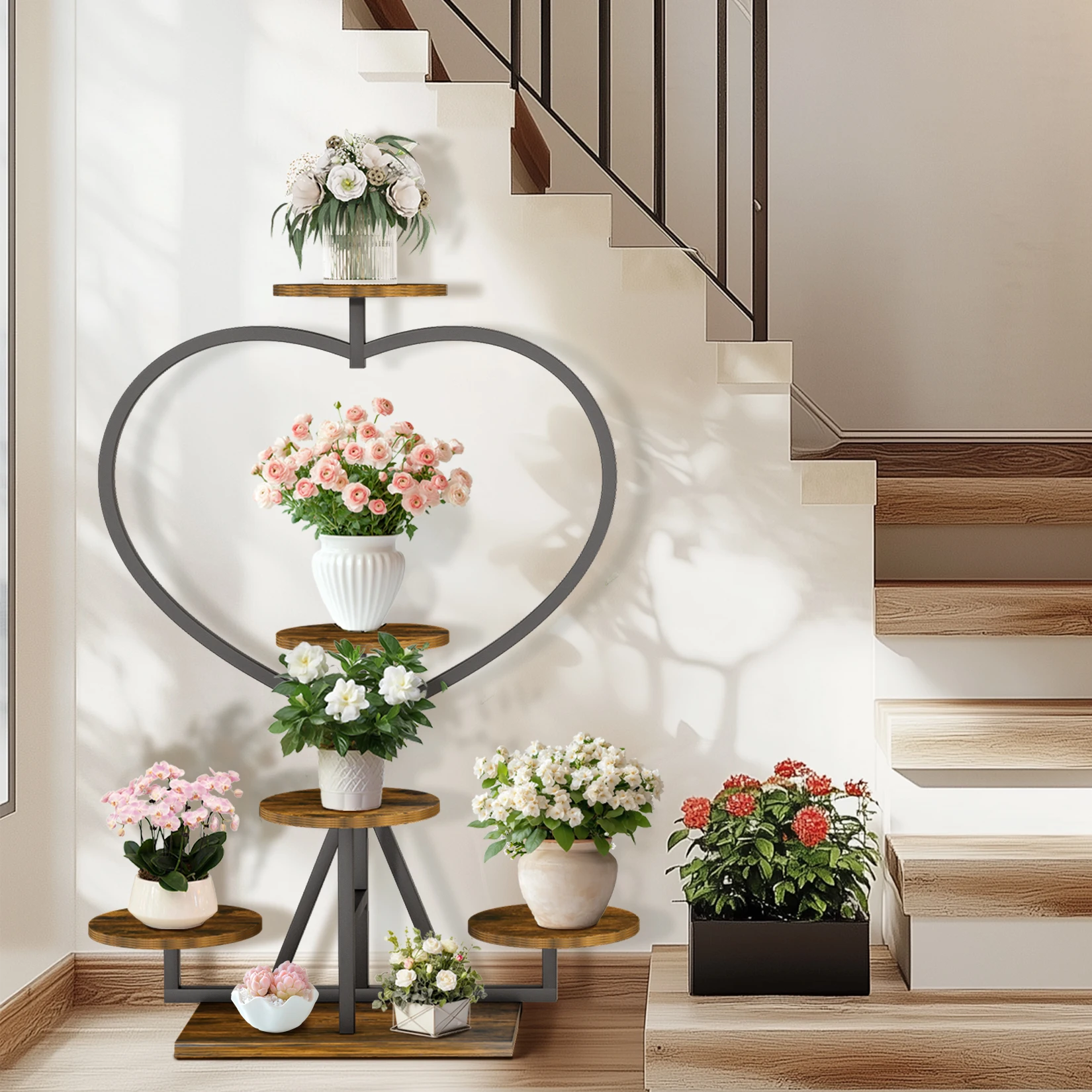 Heart Shape Metal Plant Stand 5 Tier Indoor Plant Flower Display Rack