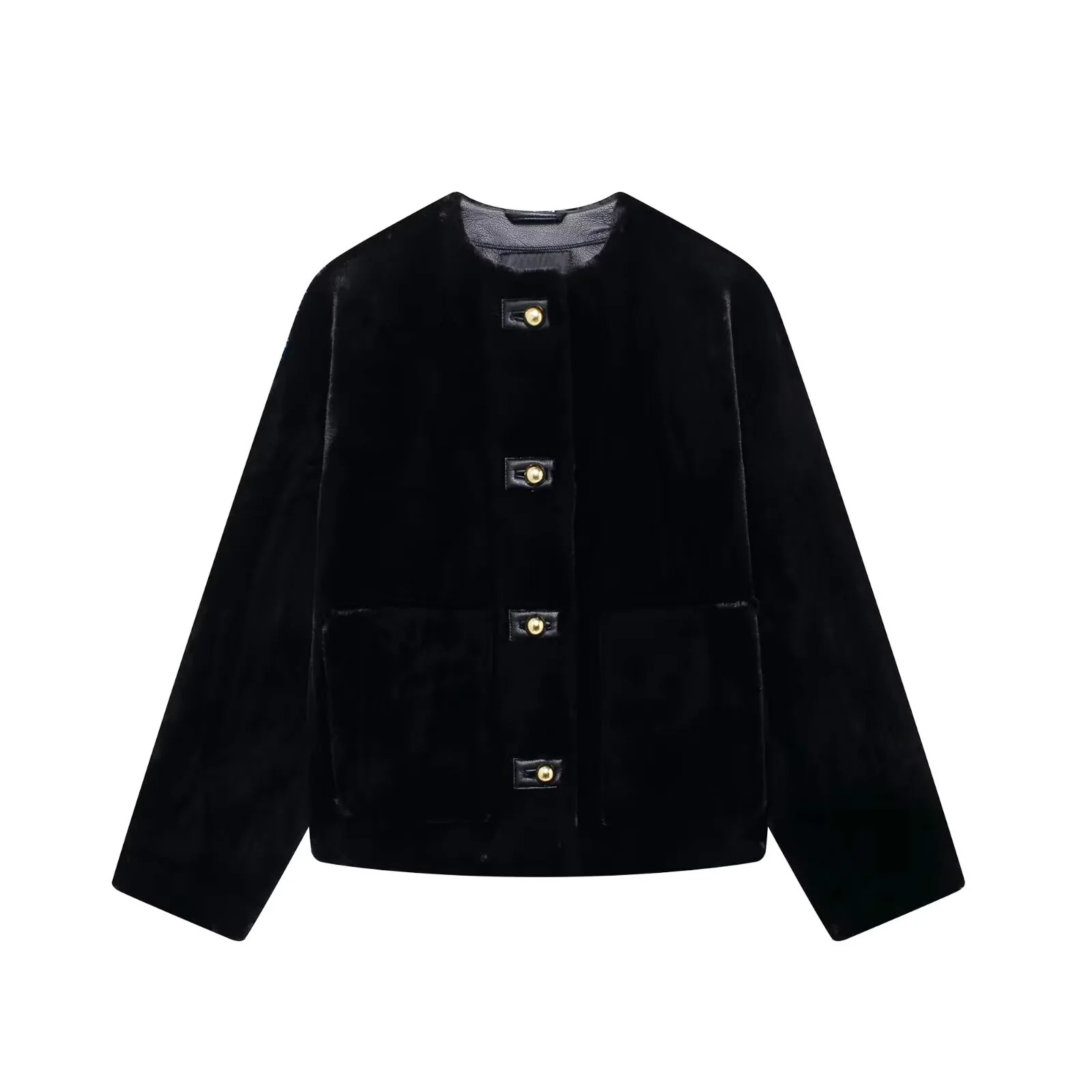 

Autumn and Winter Europe and America Jackets for Women Fashion Round Neck Coat Comfortable Ventilate Keep Warm Leisure Trend