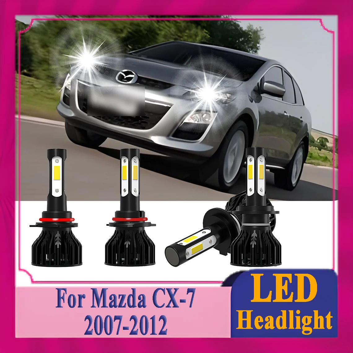 

Car LED Headlight 6000K White COB Chips 40000LM High Low Beam Headlamp Super Bright For Mazda CX-7 2007-2011 2012 Plug and Play