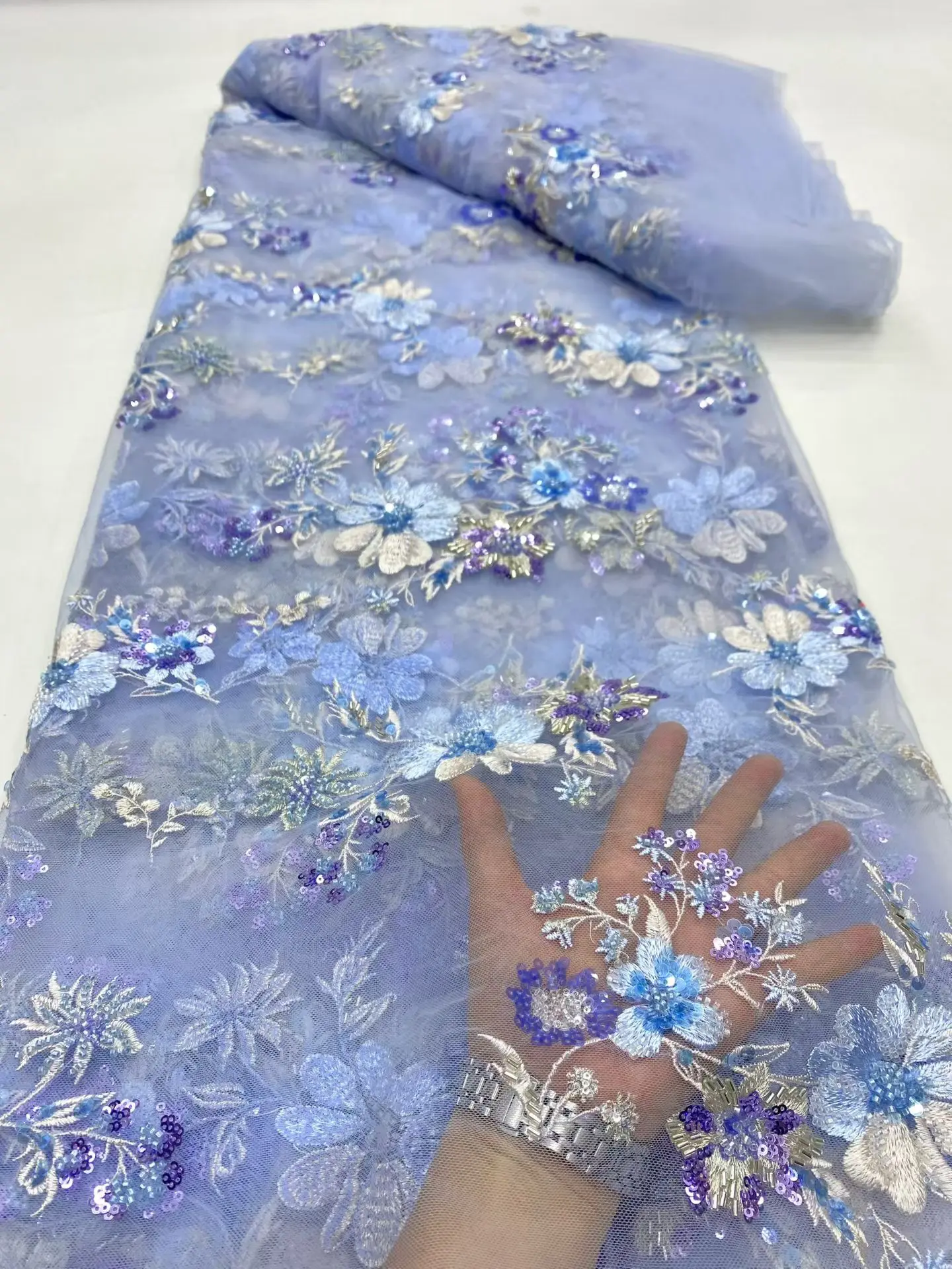 

2026 африканское нигерийское новейшее высокое качество с гипюровой вышивкой, тюлевое шитье, кружевные тканевые платья с блестками, 5 ярдов DP0493