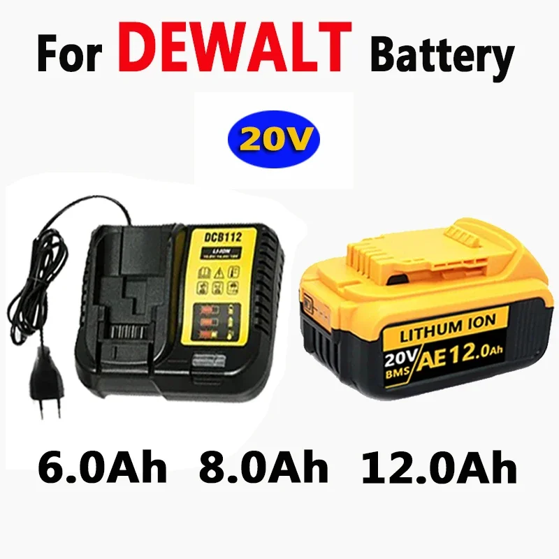 

20V 6.0Ah 8.0Ah 12.0Ah DCB200 18650 Replacement Li-ion Battery for DeWalt MAX DCB205 DCB201 DCB203 Power Tool Batteries