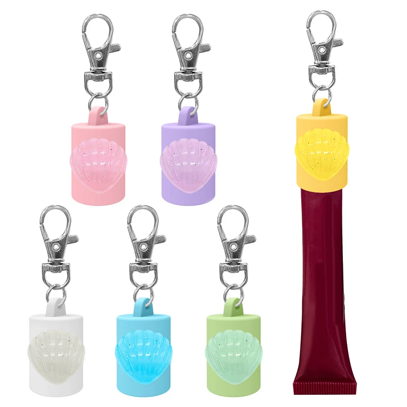 シェル型のリボン結びシリコンキーホルダー、リップグロスアクセサリー、携帯用ホルダーペンダント、口紅、ランヤード、バッグに適合