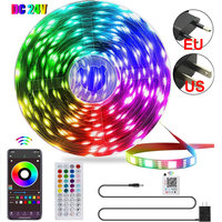Dc 24V Rgb Led Lights Room Ice String 5M 10M 15M 20M 30M 40M Rgb Tape Bluetooth App Control Led Lights Strip Plug Self-Adhesive