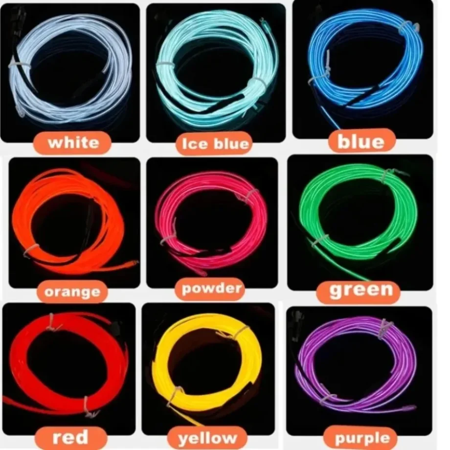 1M/2M/3M/4M/5M Multicolor EL Wiring LED Neon Strip Flexible Car Interior Atmosphere Decorative Light For Auto DIY Party