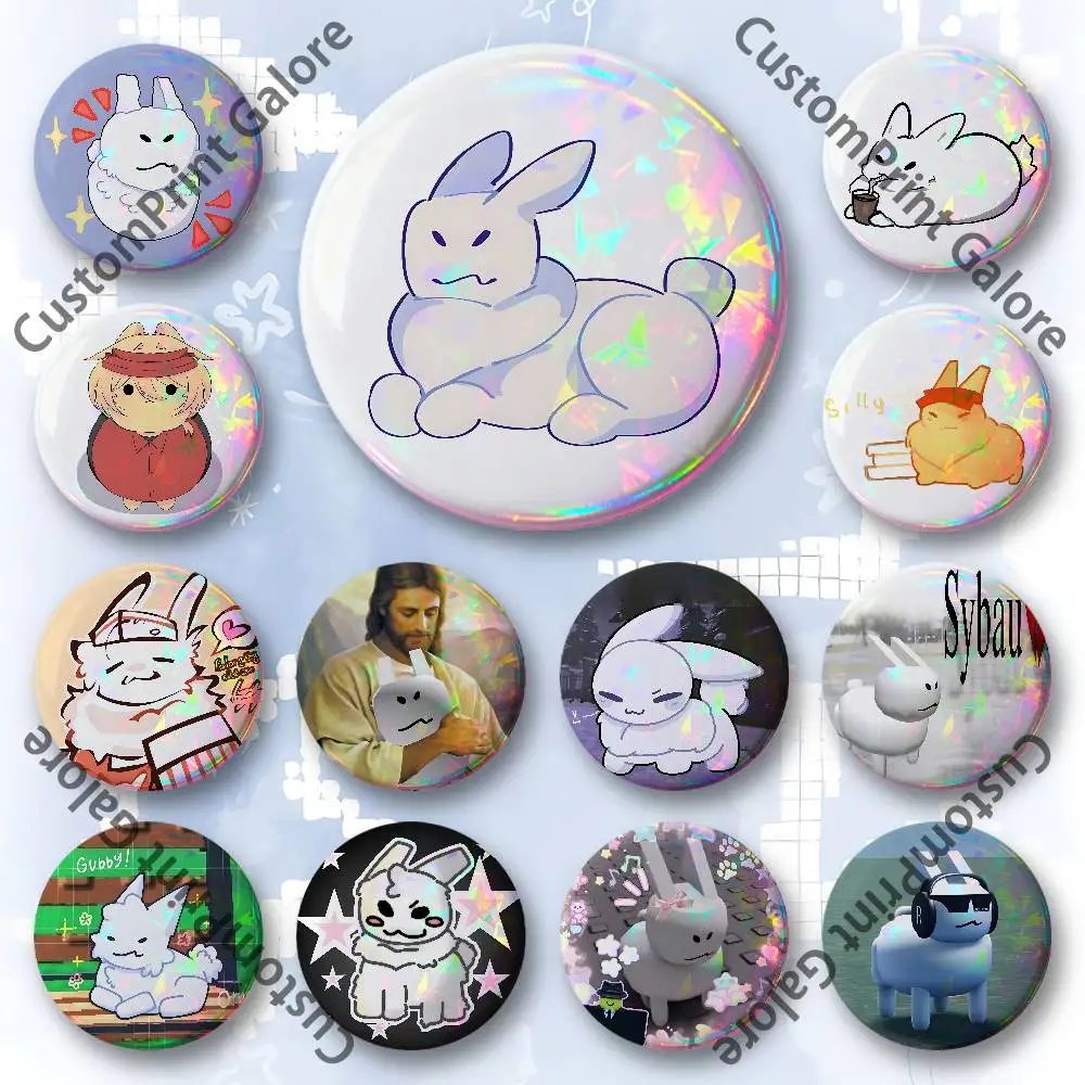 

Cute G-Gubby Customizable Badge Tinplate Brooch Laser Film Lapel Pin for Decoration Party Small Gifts